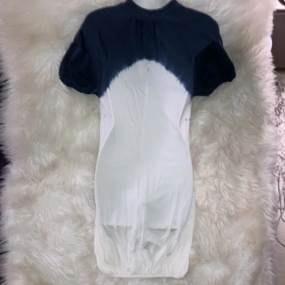 ZARA Blue White Ombre Dress Tunic Top Dress with Balloon Sleeves M - Picture 6 of 15